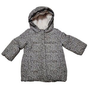 GAP Baby Girl Leopard Puffer Jacket 18-24 Months Primaloft Fleece Lined